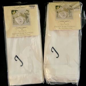 2 Sets of 6 Monogram Napkins (Letter J) - Elegant Dining Table Linens